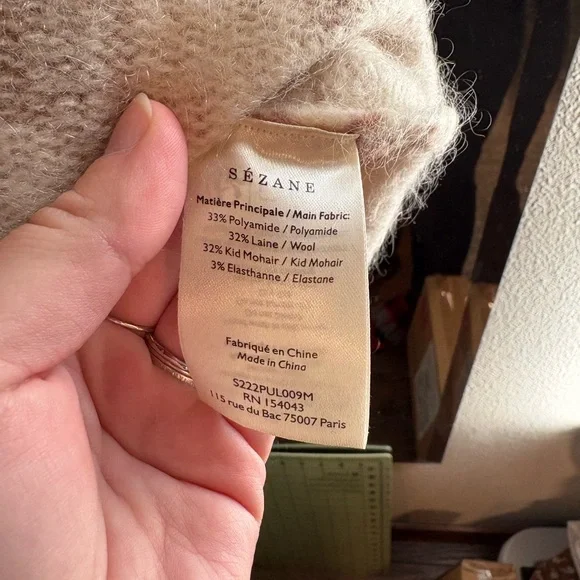 Sezane Julietta Jumper Tan/Ecru Sweater XS - Picture 7 of 10